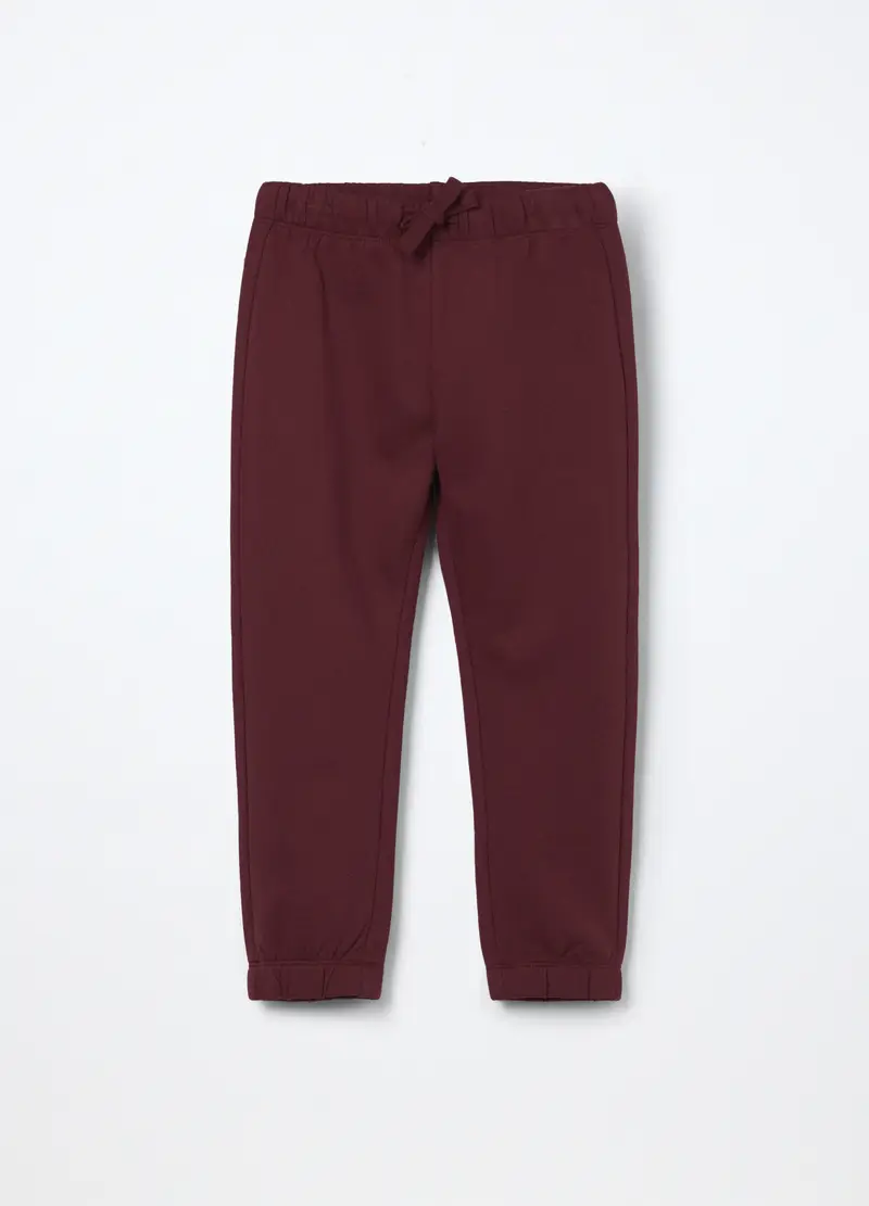 Jogger In Puro Cotone Fleece Bambino, Rosso bordeaux