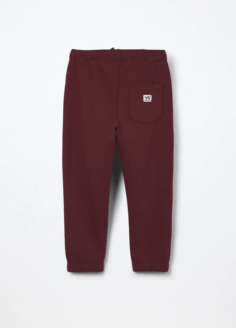 Jogger In Puro Cotone Fleece Bambino, Rosso bordeaux miniatura 2