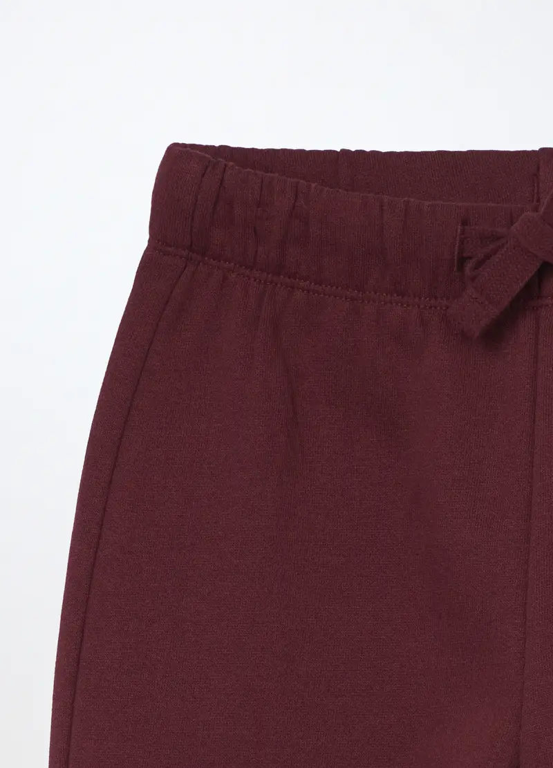 Jogger In Puro Cotone Fleece Bambino, Rosso bordeaux miniatura 3