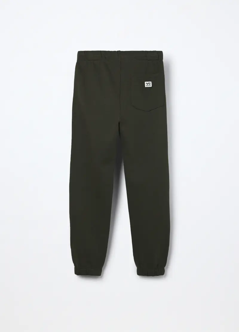 Jogger In Puro Cotone Fleece Bambino, Verde oliva miniatura 2