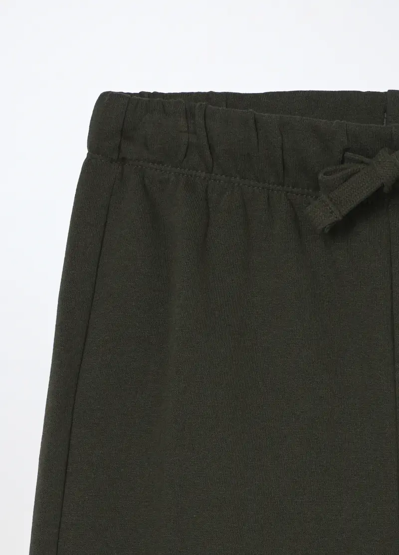 Jogger In Puro Cotone Fleece Bambino, Verde oliva miniatura 3