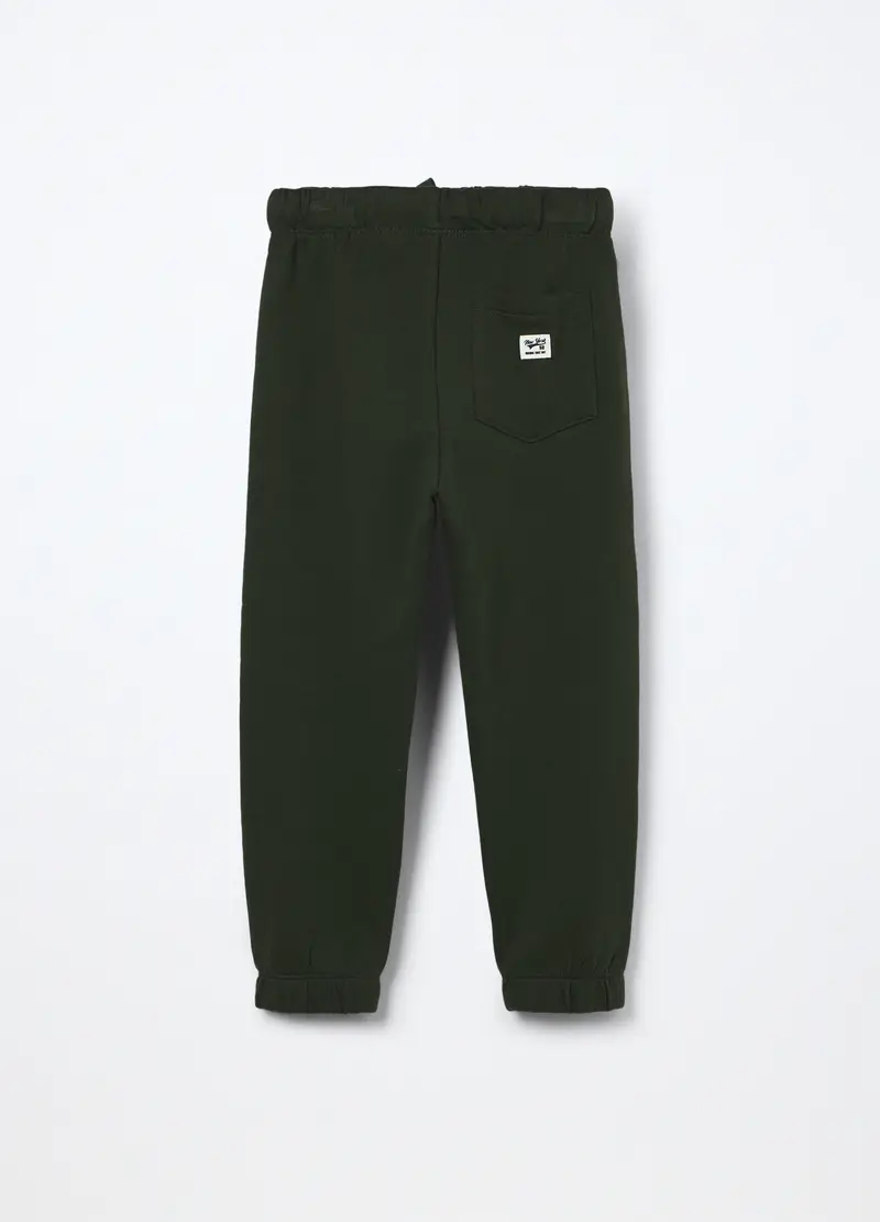 Jogger In Puro Cotone Fleece Bambino, Verde scuro miniatura 2