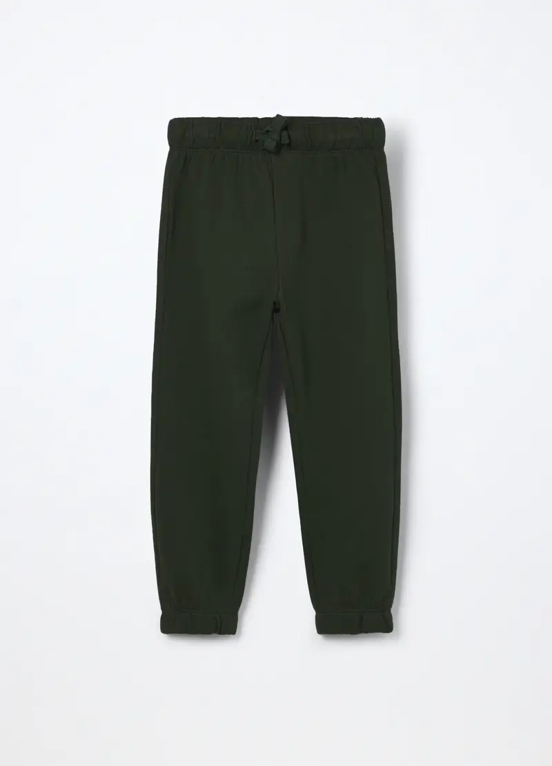Jogger In Puro Cotone Fleece Bambino, Verde scuro