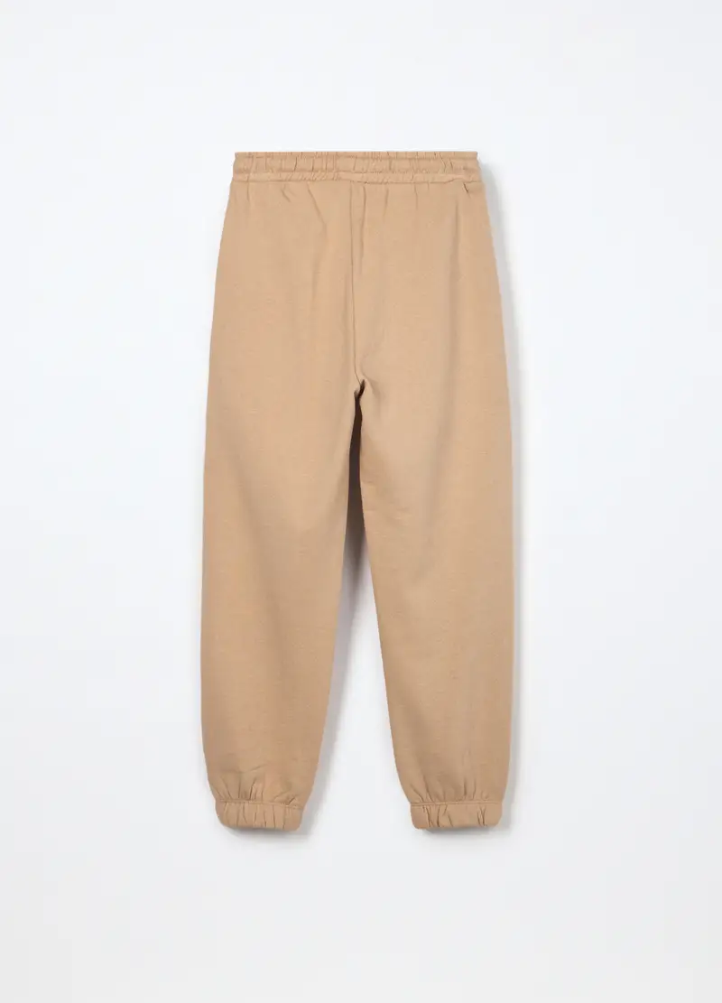 Jogger In Puro Cotone Fleece Ragazza, Bambina, Beige chiaro miniatura 2
