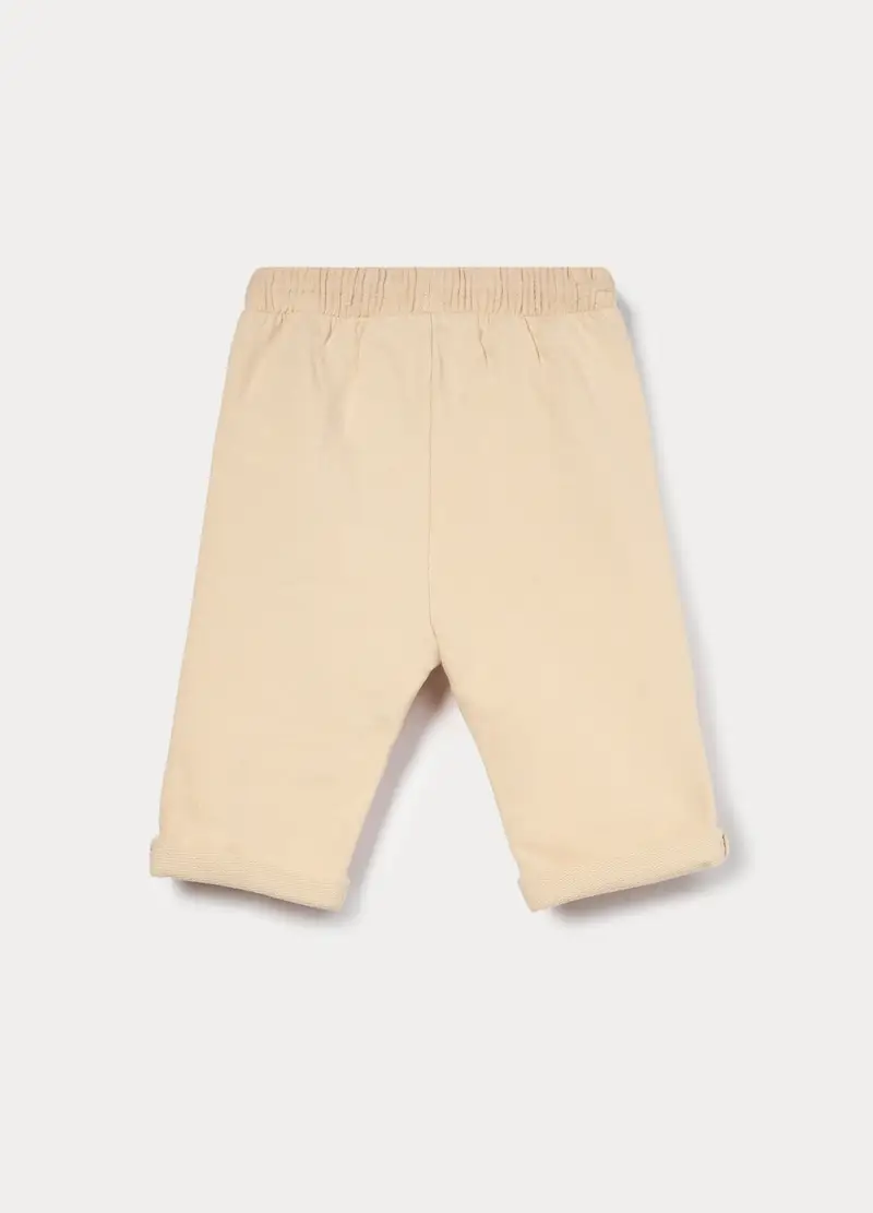 Jogger In Puro Cotone Neonato, Beige chiaro miniatura 2