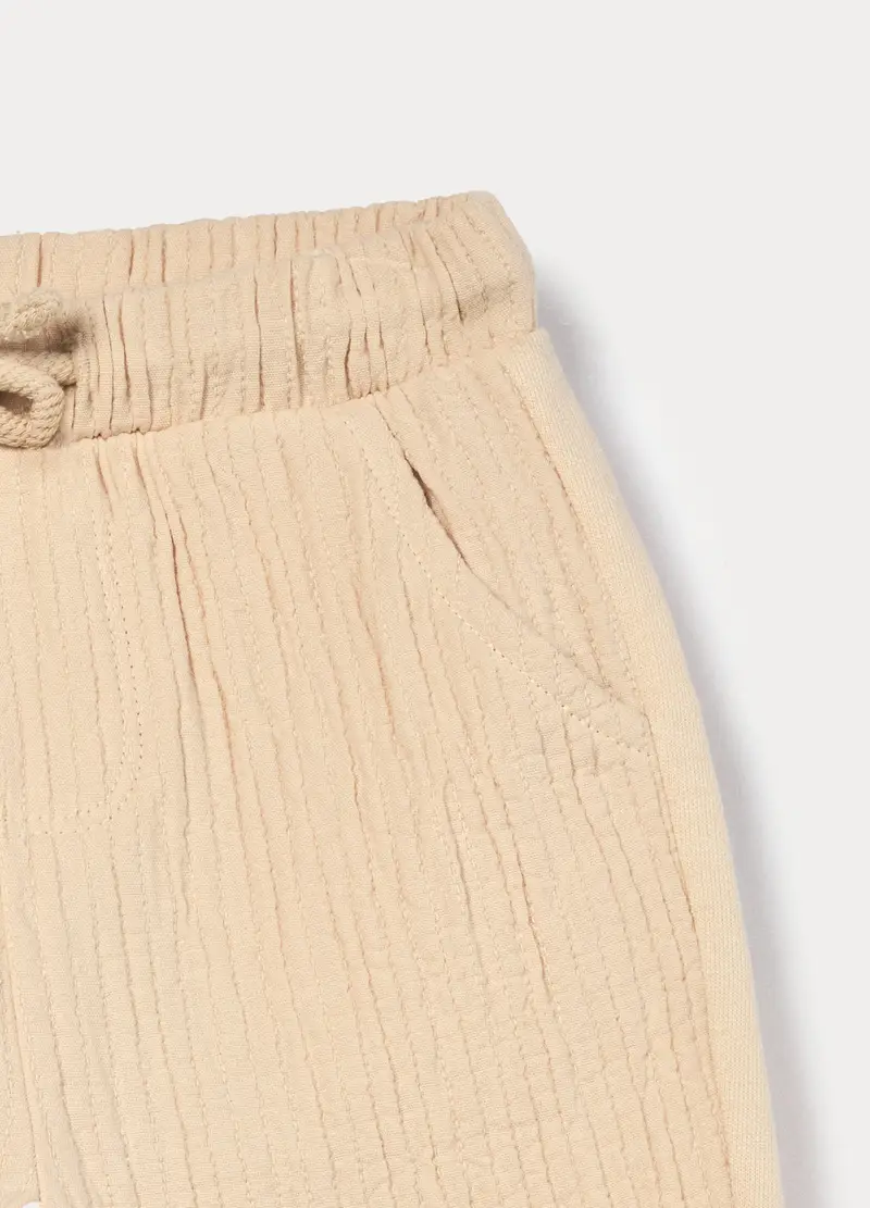 Jogger In Puro Cotone Neonato, Beige chiaro miniatura 3