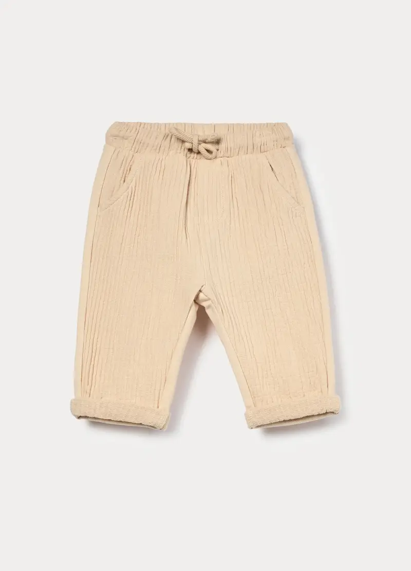 Jogger In Puro Cotone Neonato, Beige chiaro