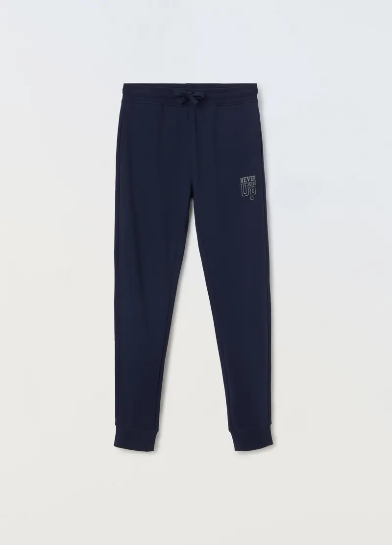 Jogger In Puro Cotone Ragazzo, Bambino, Blu scuro