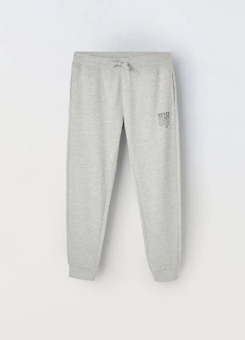 Jogger In Puro Cotone Ragazzo, Bambino, Grigio chiaro melange