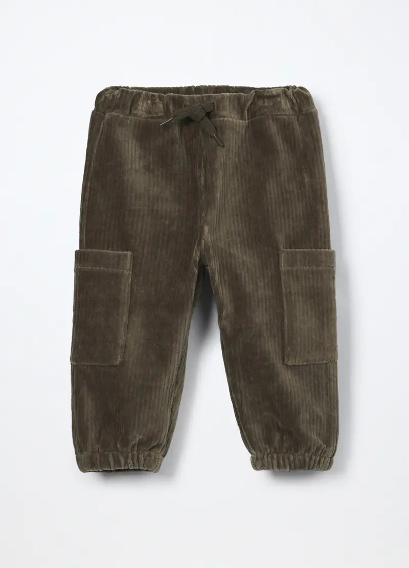 Jogger In Velluto A Coste Neonato, Bambino, Verde oliva