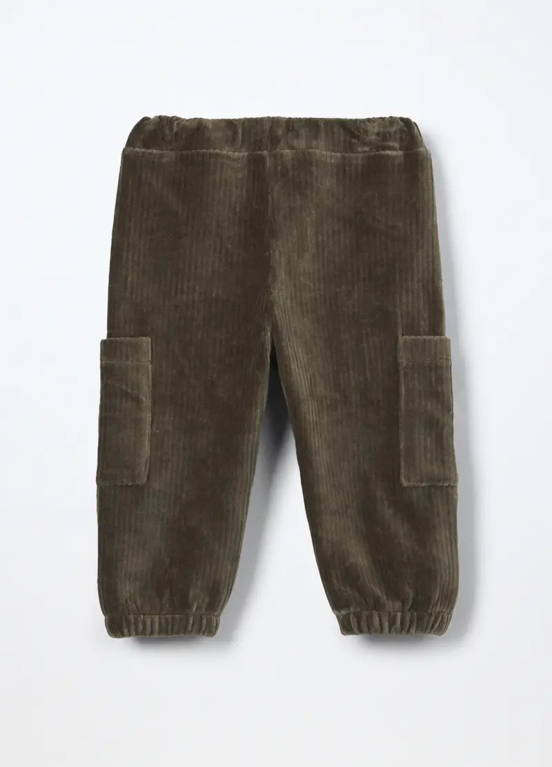 Jogger In Velluto A Coste Neonato, Bambino, Verde oliva miniatura 2