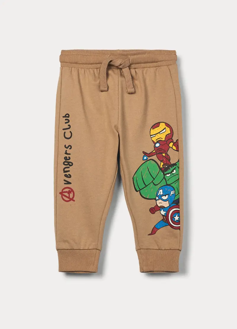 Jogger Marvel In French Terry Di Puro Cotone Bimbo, Bambino, Marrone chiaro