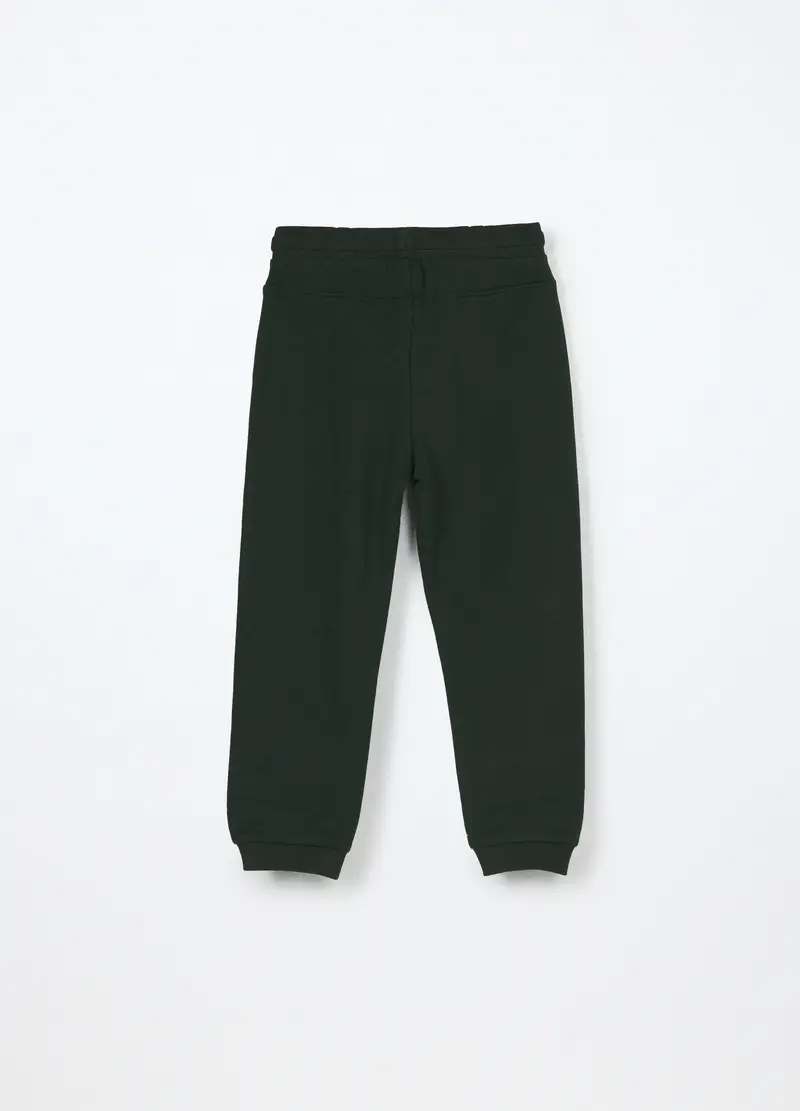 Jogger Misto Cotone Fleece Bambino, Verde scuro miniatura 2