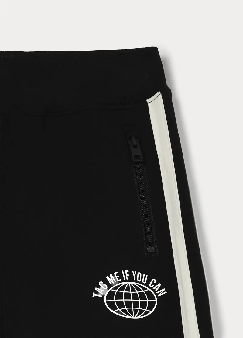 Jogger Misto Cotone Ragazzo, Bambino, Nero miniatura 3