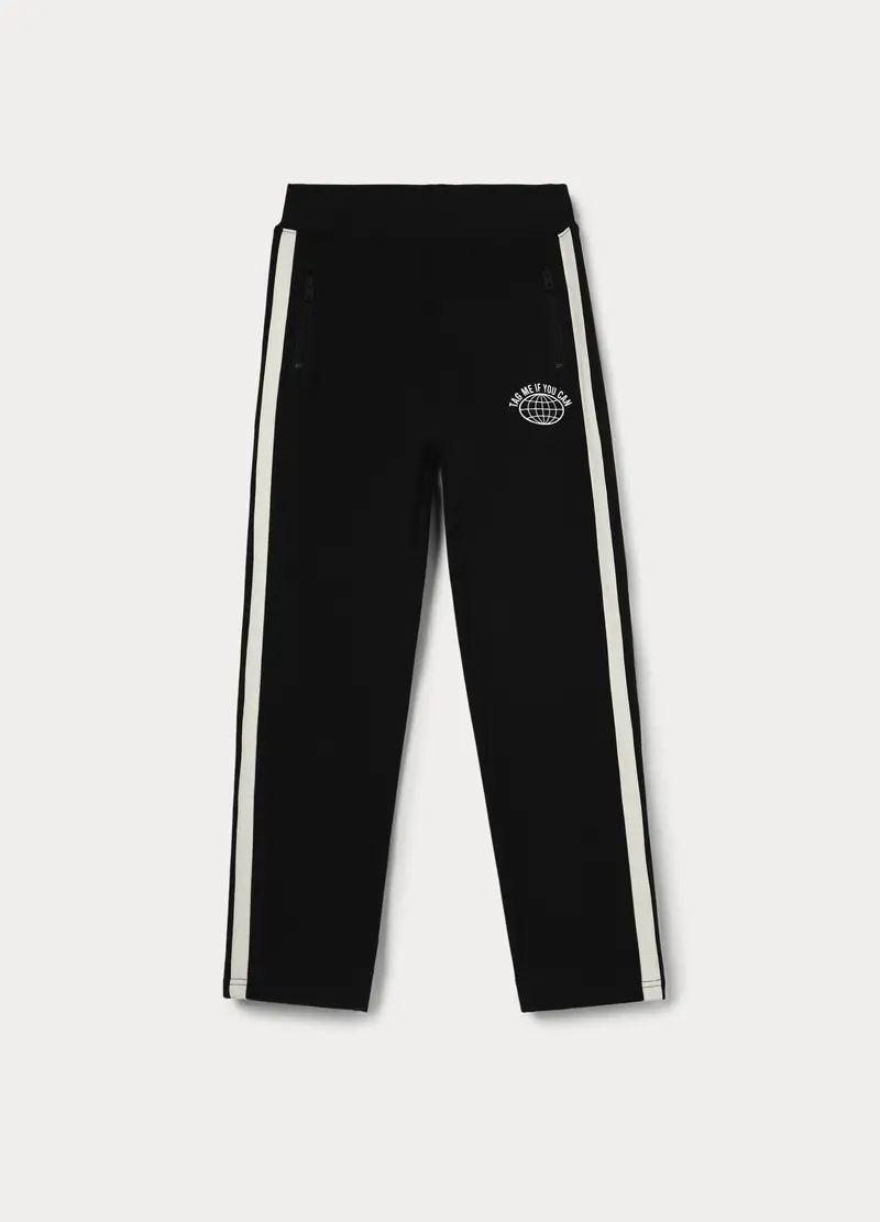 Jogger Misto Cotone Ragazzo, Bambino, Nero