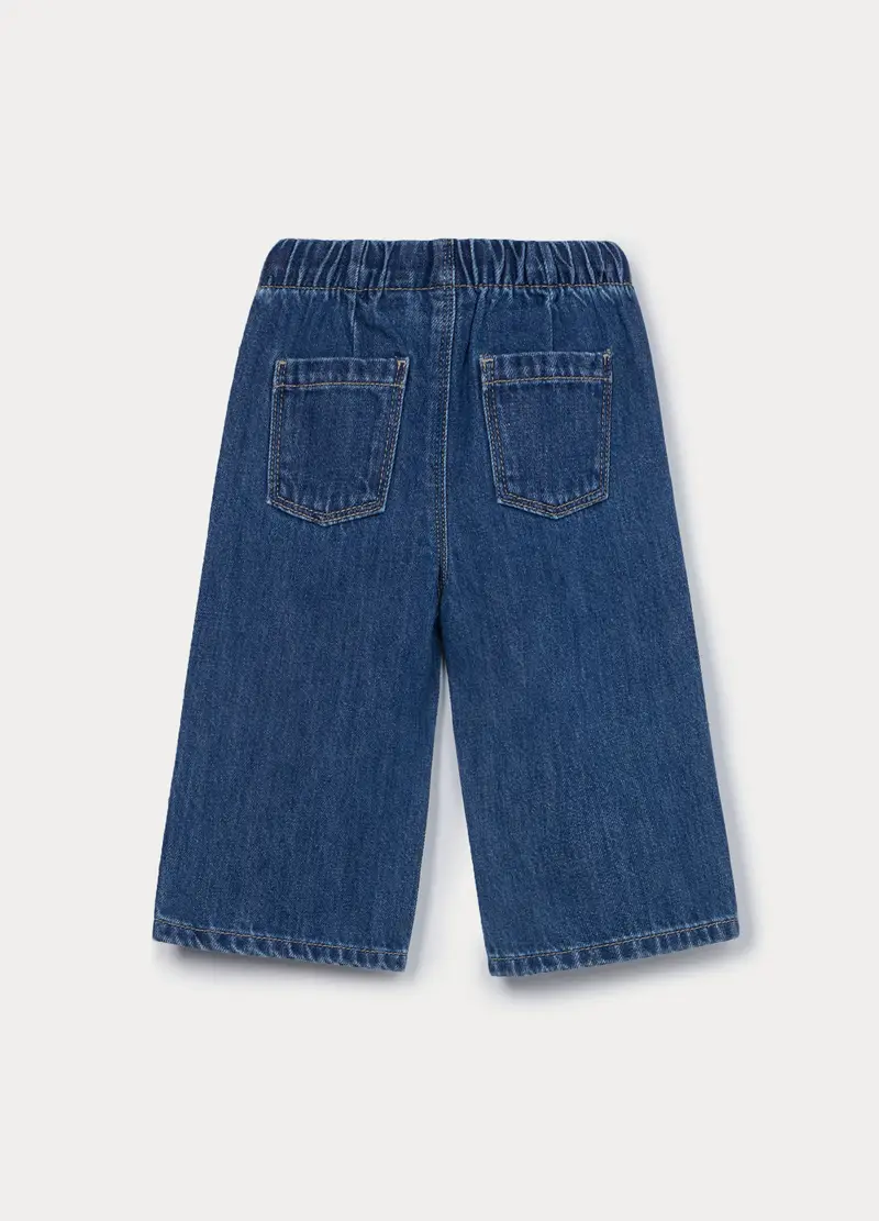 Jogger Wide Leg In Denim Misto Cotone Bimba, Bambina, Blu denim miniatura 2