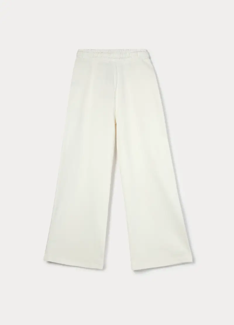 Jogger Wide Leg In French Terry Di Puro Cotone Ragazza, Bambina, Bianco panna miniatura 2
