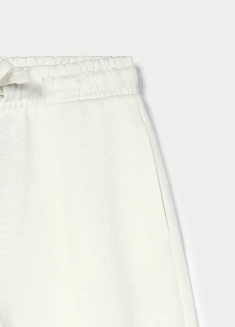 Jogger Wide Leg In French Terry Di Puro Cotone Ragazza, Bambina, Bianco panna miniatura 3