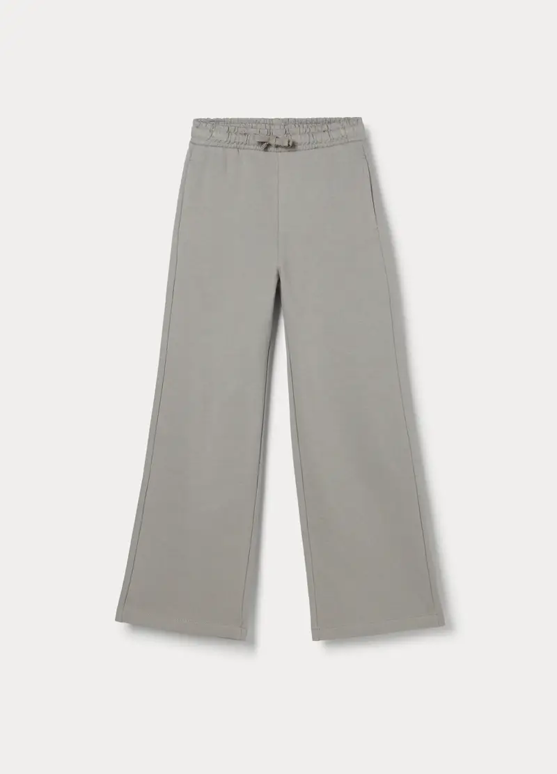 Jogger Wide Leg In French Terry Di Puro Cotone Ragazza, Bambina, Grigio chiaro