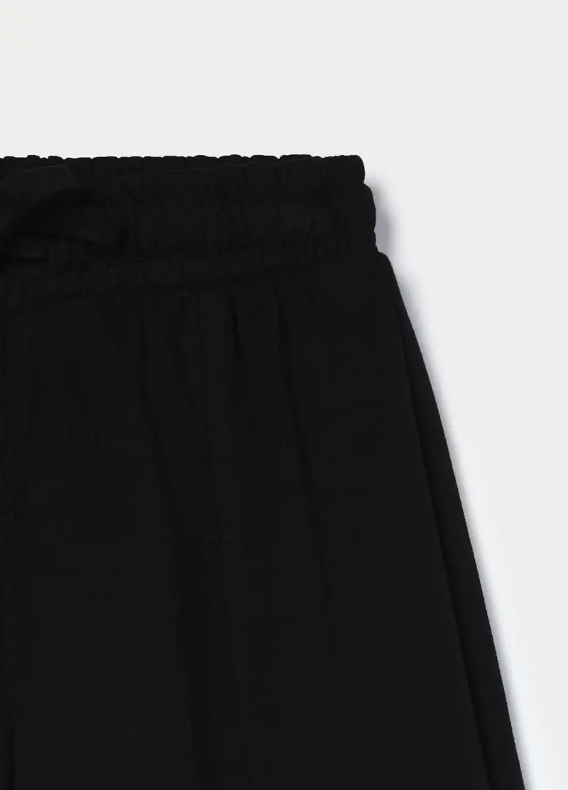 Jogger Wide Leg In French Terry Di Puro Cotone Ragazza, Bambina, Nero miniatura 3