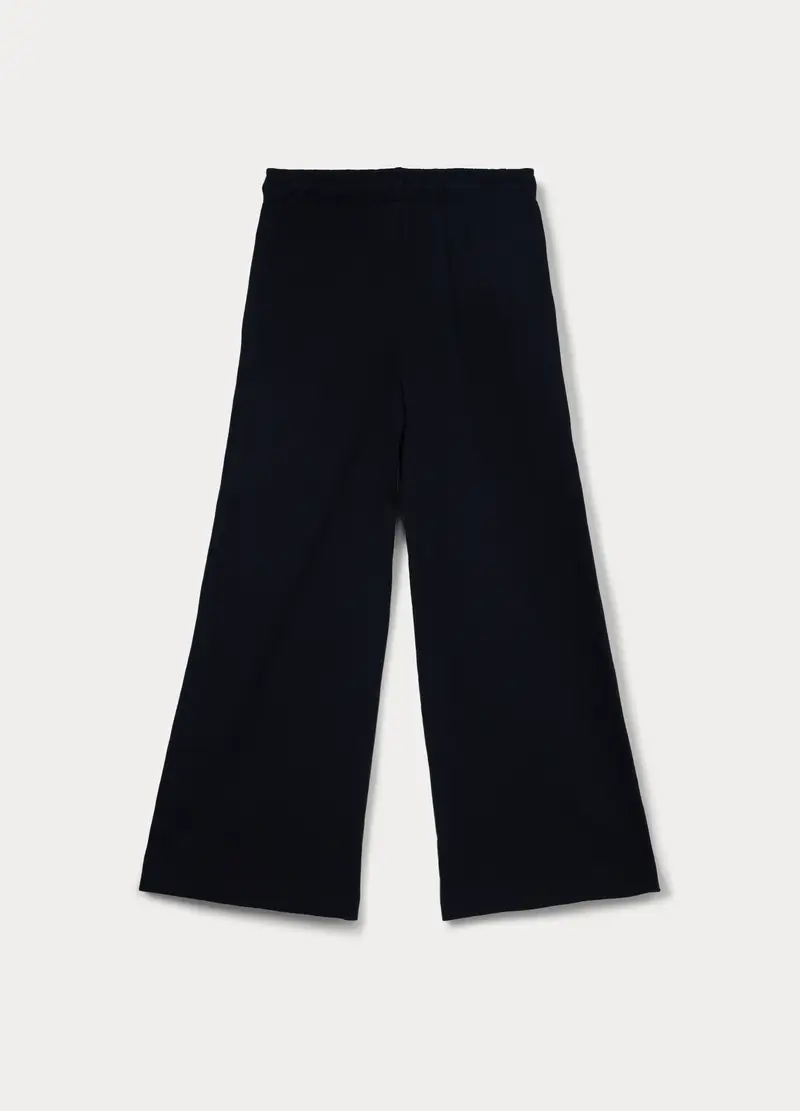 Jogger Wide Leg In French Terry Di Puro Cotone Ragazza, Bambina, Nero miniatura 2