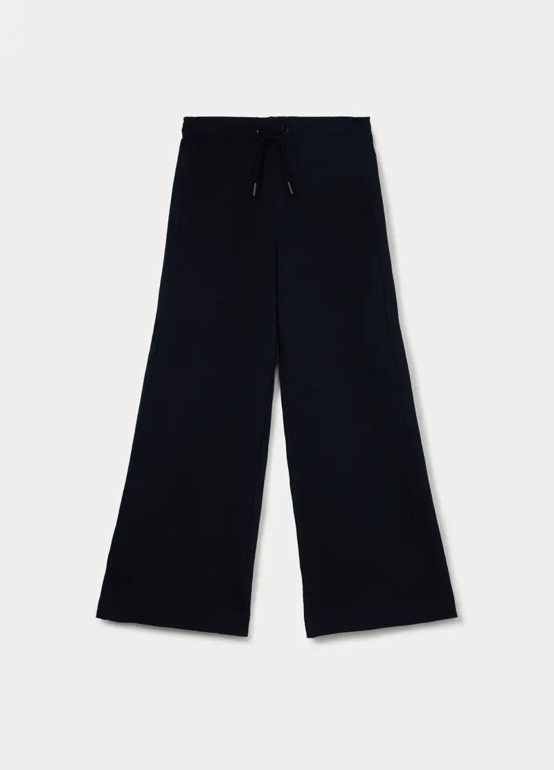 Jogger Wide Leg In French Terry Di Puro Cotone Ragazza, Bambina, Nero