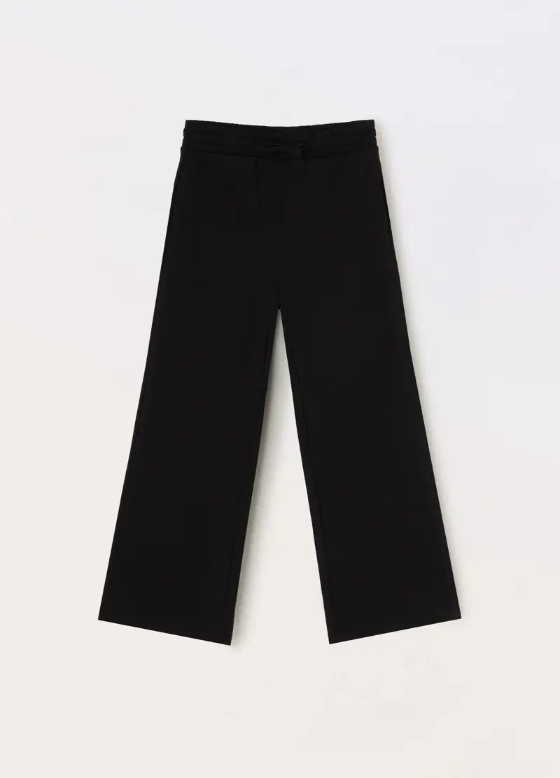 Blukids, Jogger Wide Leg In French Terry Di Puro Cotone Ragazza, Bambina, Nero, Taglia: 9-10