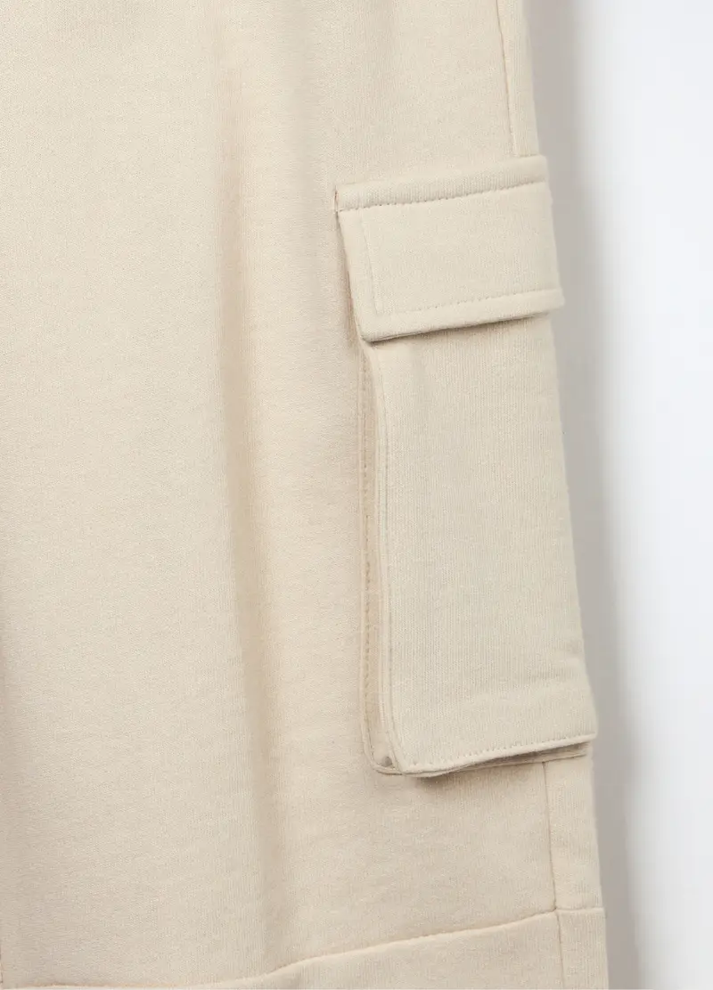 Jogger Wide Leg In Puro Cotone Ragazza, Bambina, Beige chiaro miniatura 3