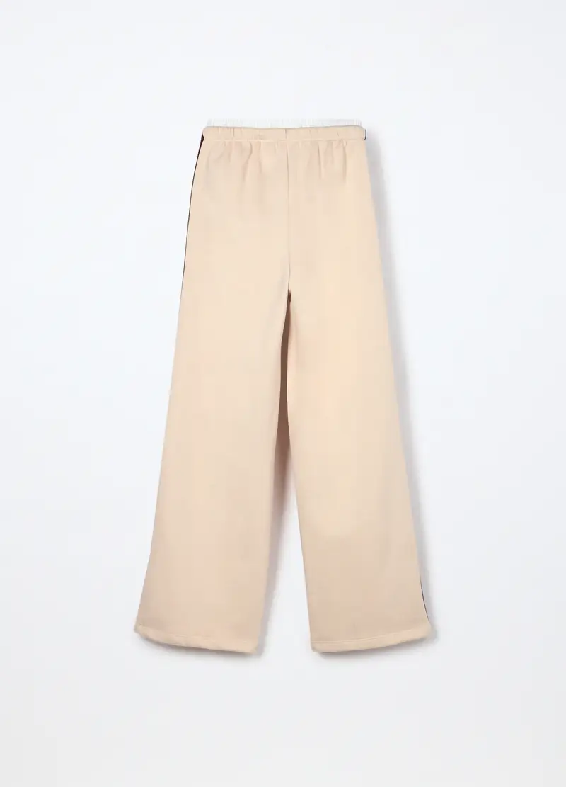 Jogger Wide Leg Misto Cotone Fleece Ragazza, Bambina, Beige chiaro miniatura 2