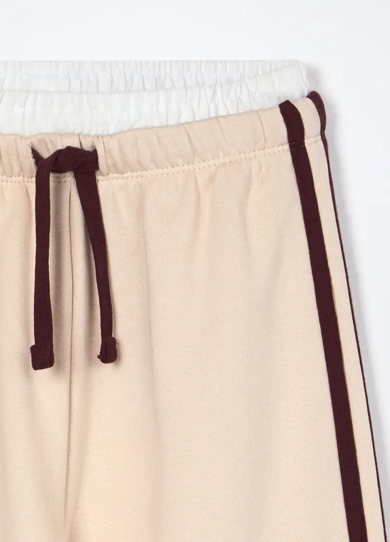 Jogger Wide Leg Misto Cotone Fleece Ragazza, Bambina, Beige chiaro miniatura 3