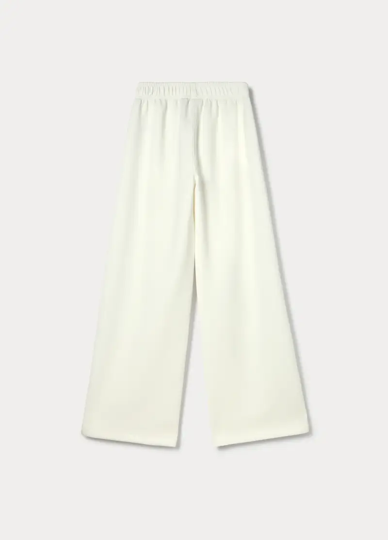 Jogger Wide Leg Misto Cotone Stretch Ragazza, Bambina, Bianco miniatura 2