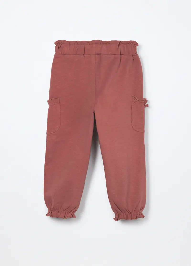 Joggers In French Terry Di Cotone Stretch Neonata, Bambina, Rosa scuro miniatura 2