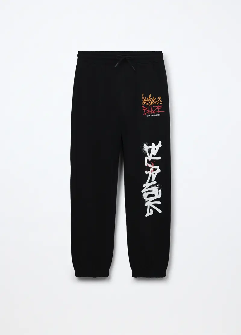 Joggers In French Terry Di Puro Cotone Ragazzo, Bambino, Nero
