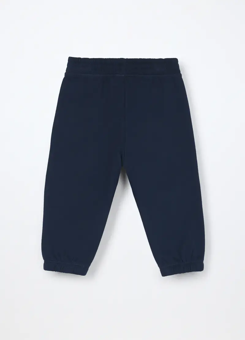 Joggers In Puro Cotone Fleece Neonata, Bambina, Blu scuro miniatura 2