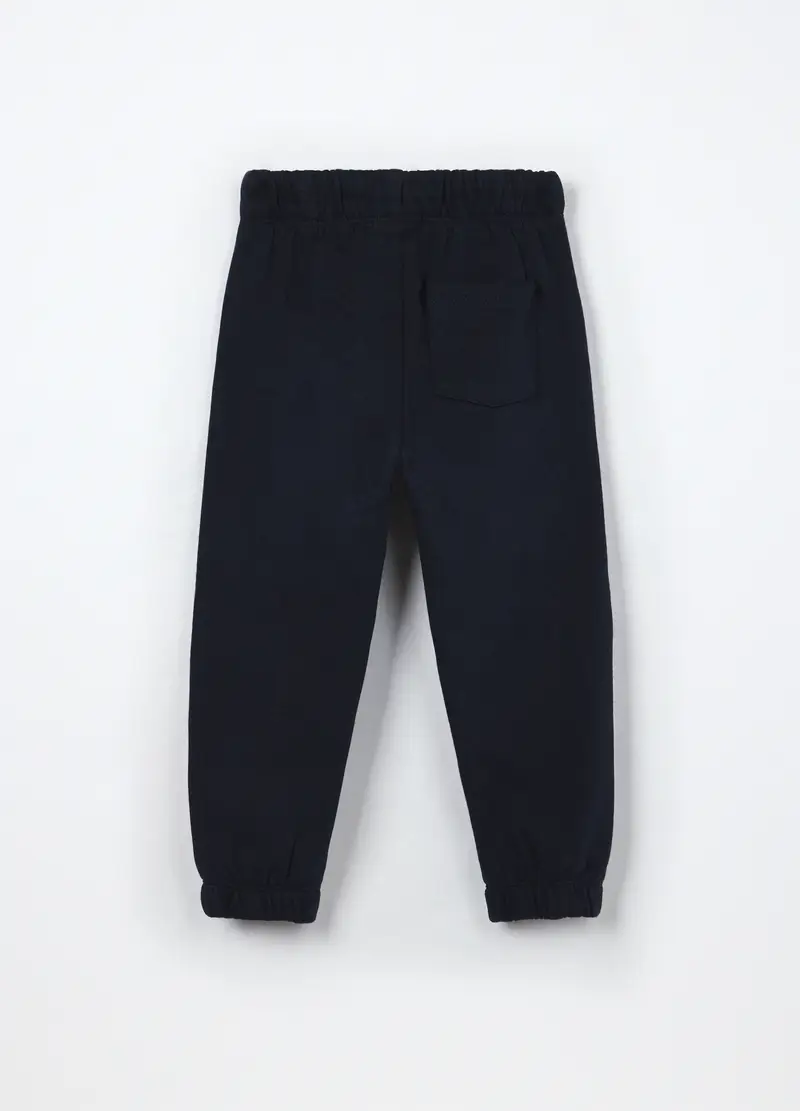 Joggers In Puro Cotone Fleece Neonato, Bambino, Blu scuro miniatura 2
