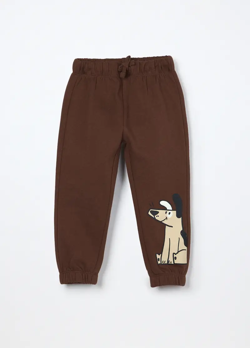 Joggers In Puro Cotone Fleece Neonato, Bambino, Marrone scuro