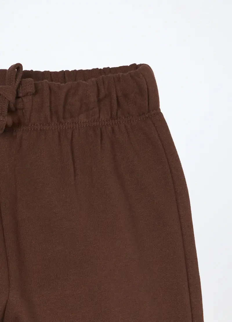 Joggers In Puro Cotone Fleece Neonato, Bambino, Marrone scuro miniatura 3