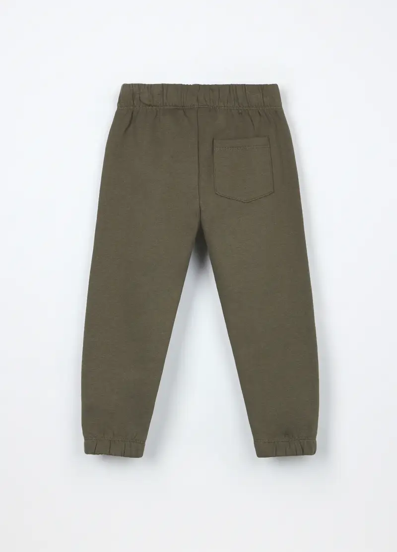 Joggers In Puro Cotone Fleece Neonato, Bambino, Verde militare miniatura 2