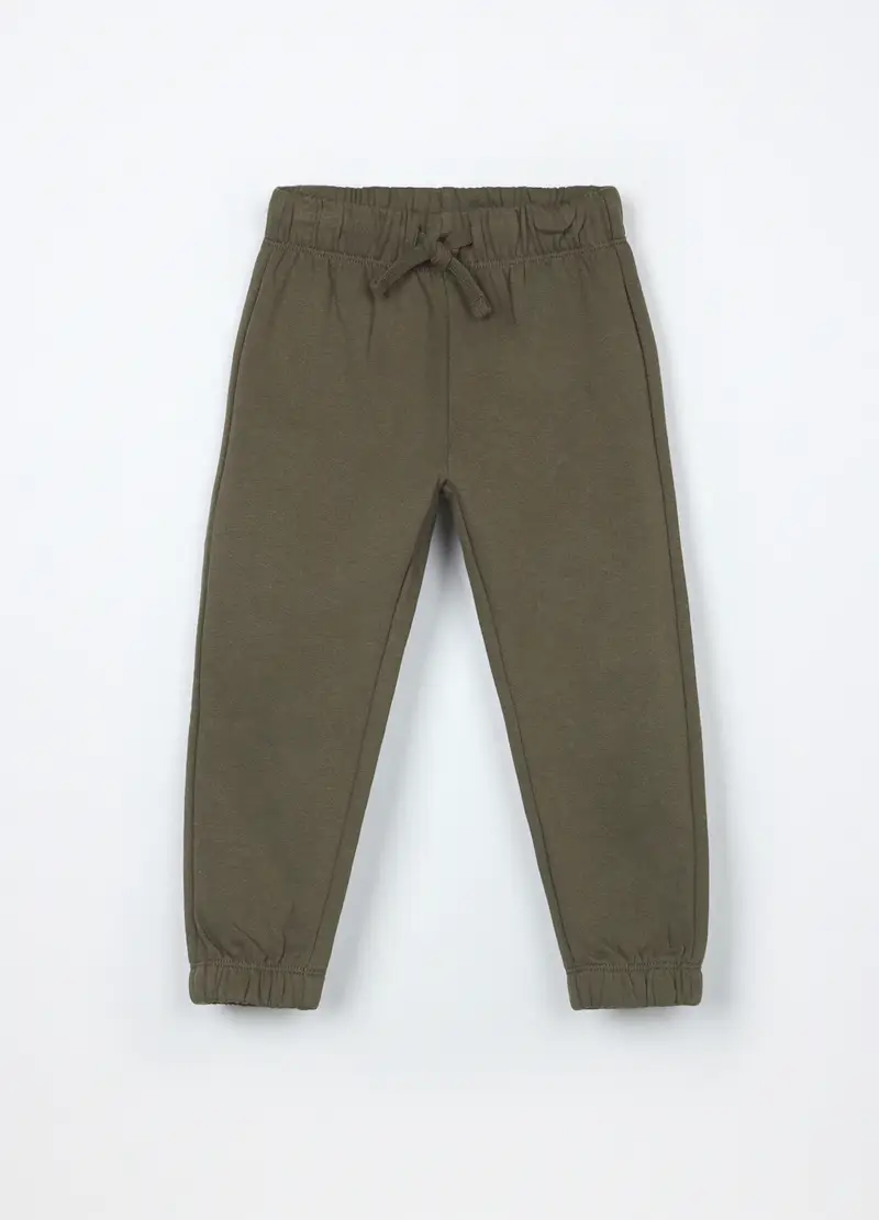 Joggers In Puro Cotone Fleece Neonato, Bambino, Verde militare