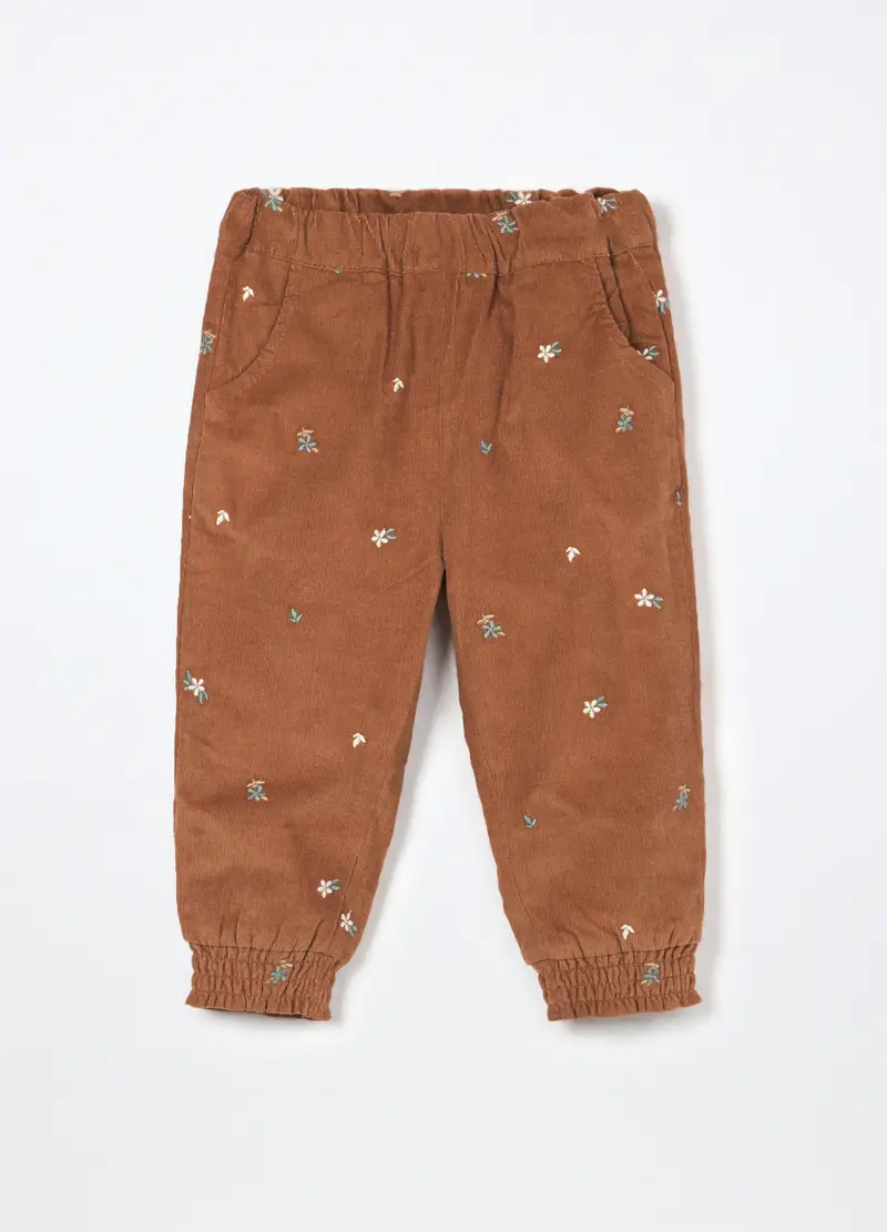 Joggers In Velluto A Coste Neonata, Bambina, Marrone cioccolato