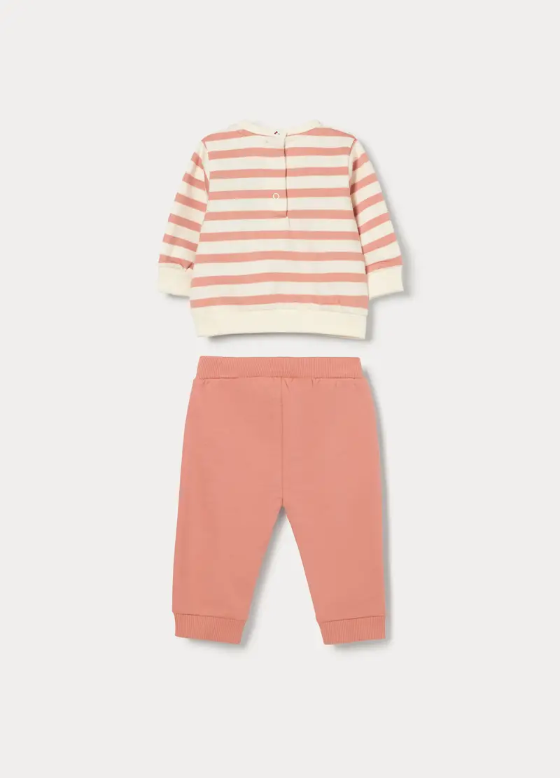 Jogging Disney Set In French Terry Di Puro Cotone Neonata, Rosa pastello miniatura 2