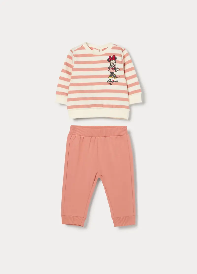 Jogging Disney Set In French Terry Di Puro Cotone Neonata, Rosa pastello