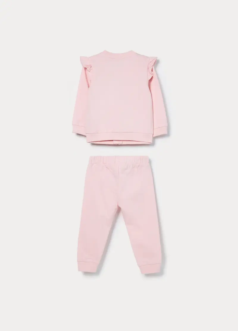 Jogging Disney Set In French Terry Di Puro Cotone Neonata, Rosa pastello miniatura 2