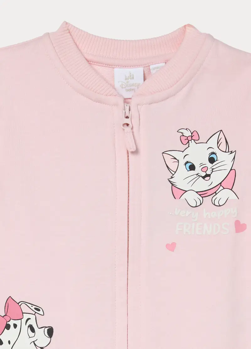 Jogging Disney Set In French Terry Di Puro Cotone Neonata, Rosa pastello miniatura 3