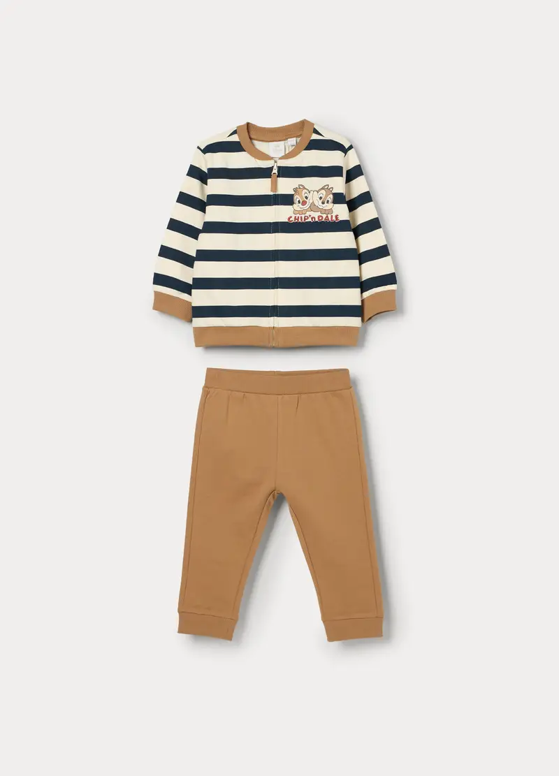 Jogging Disney Set In French Terry Di Puro Cotone Neonato, Beige scuro