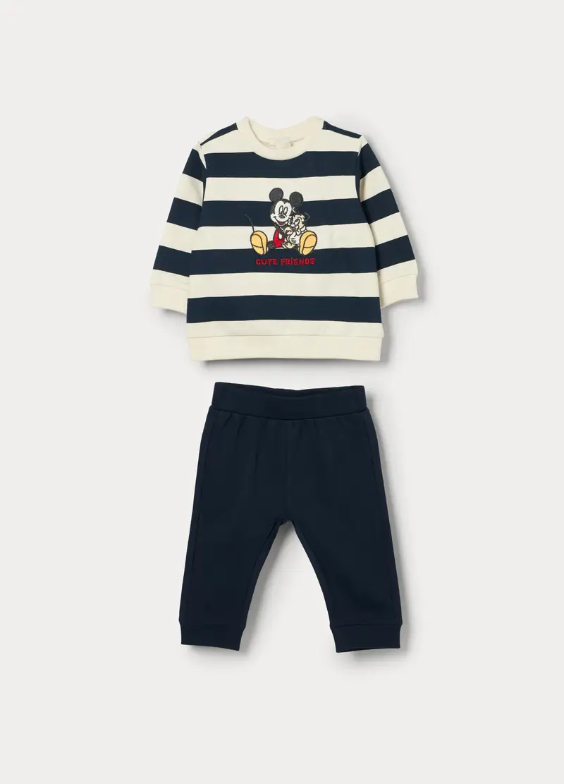 Jogging Disney Set In French Terry Di Puro Cotone Neonato, Blu navy