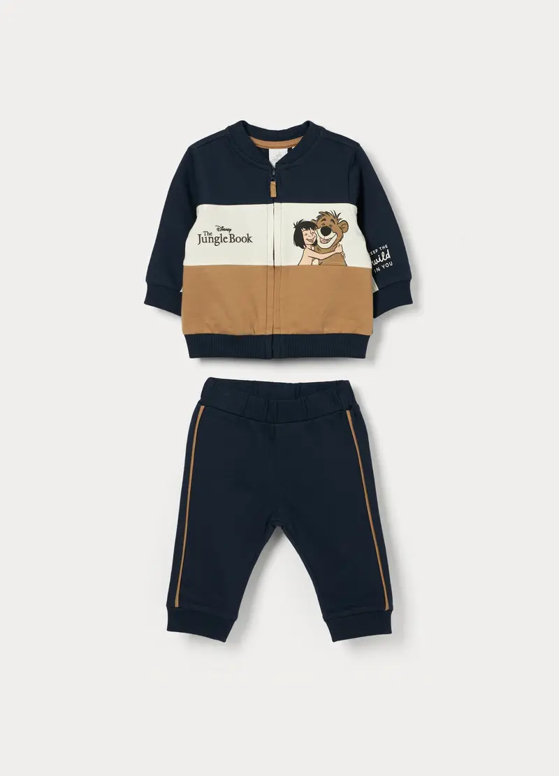 Jogging Disney Set In French Terry Di Puro Cotone Neonato, Blu navy