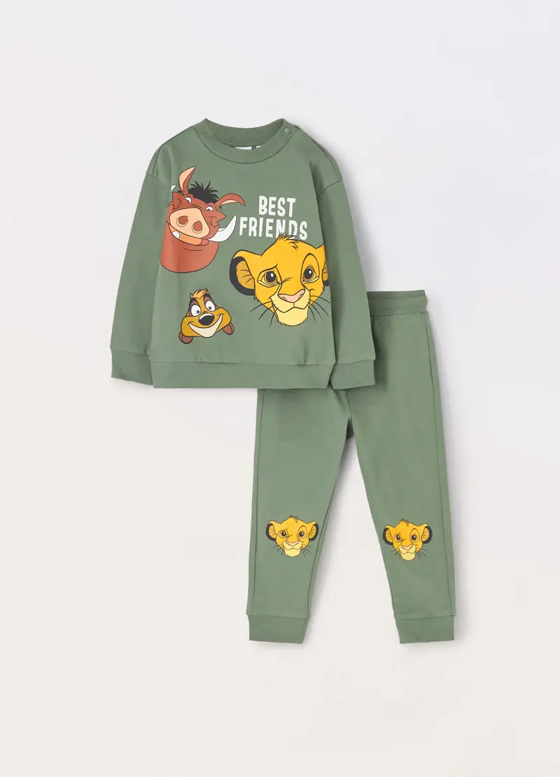 Jogging Set Disney In Felpa Di Puro Cotone Neonato, Bambino, Verde