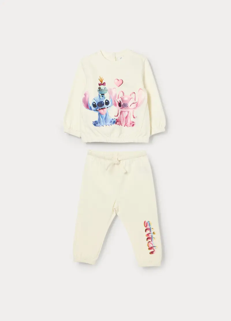 Jogging Set Disney In French Terry Di Cotone Stretch Bimba, Bambina, Bianco