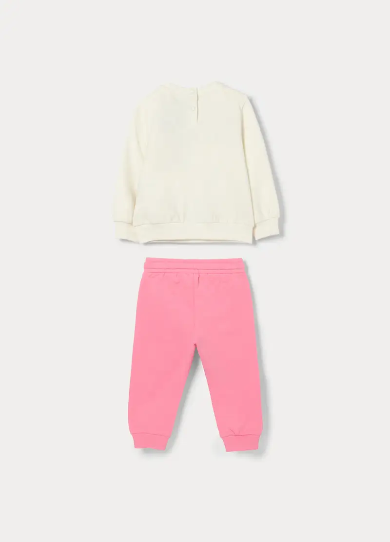 Jogging Set Disney In French Terry Di Cotone Stretch Bimba, Bambina, Bianco/Rosa miniatura 2